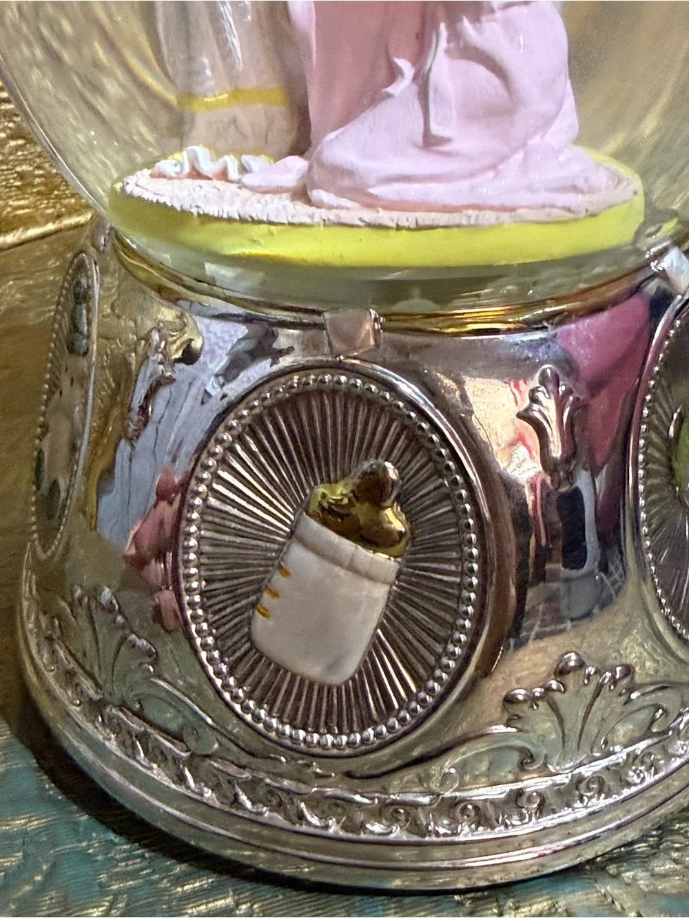 Wallace Silver Globe Bath Time Baby bubbles Music box|You are my sunshine RARE